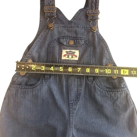 VTG 90s Bugle Boy Kids Blue Denim Overalls Size 2T Snap Inseam Retro Spors - Picture 3 of 9